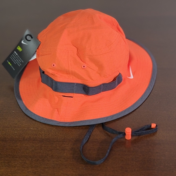 Nike Dry Bucket Orange Gray Hat Cap Adjustable - Picture 7 of 12